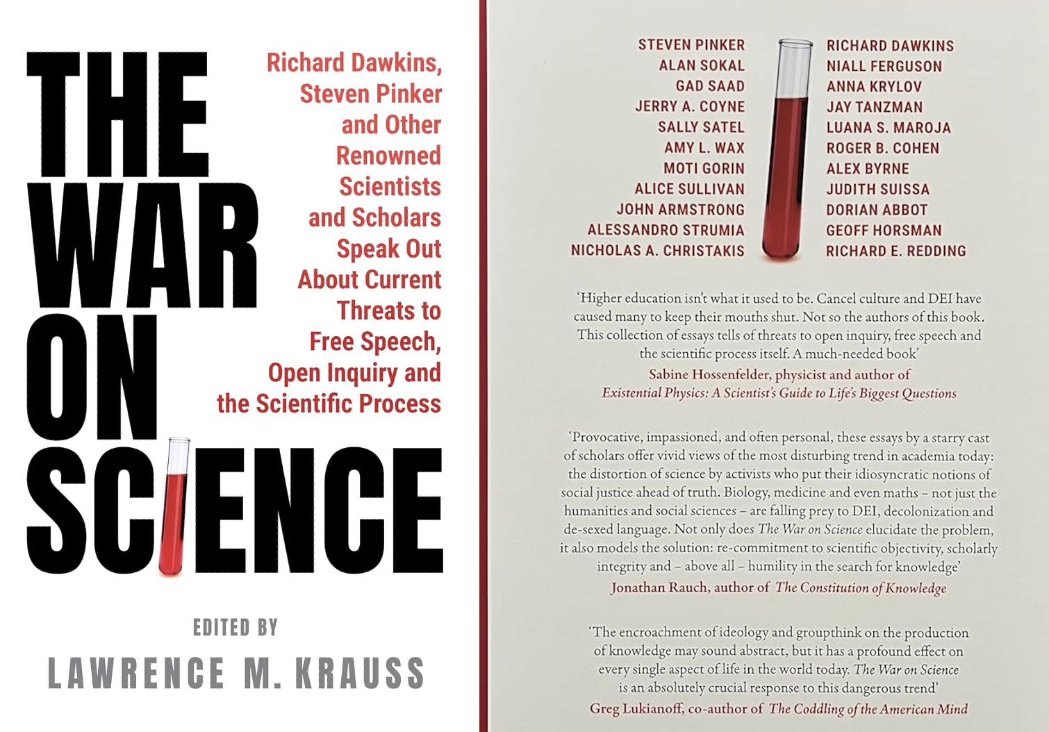 Front and back covers of The War on Science, edited by Lawrence M. Krauss. Geoff Horsman is listed among the contributors alongside Richard Dawkins, Steven Pinker, and others.